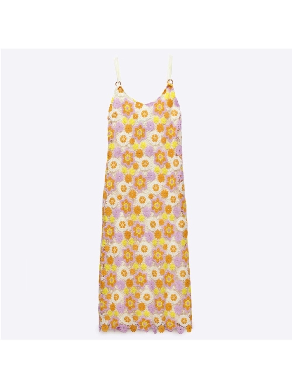 NWT Zara Flower Crochet Eyelet Midi Slip Dress